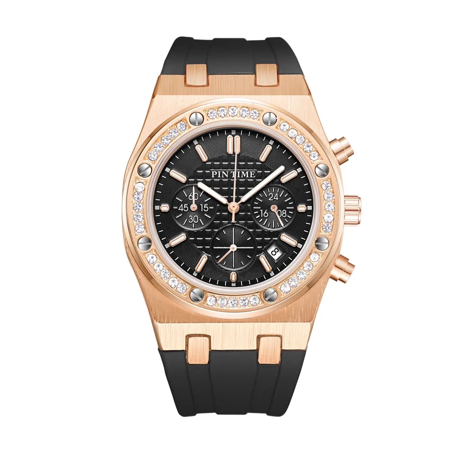 PINTIME Silicone Mens Watch Top Brand Luxury Quartz Clock Calendar Military Watch Men Sport Wristwatch Relogio Masculino Relojes