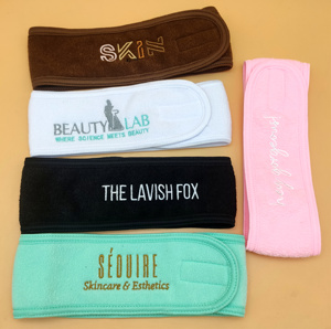 Serviette éponge personnalisée bon marché avec logo personnalisé Bandeau en coton microfibre éponge et <span class=keywords><strong>bambou</strong></span> Bandeau facial Bandeau de spa pour le maquillage - Product Image 5