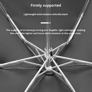 Paraguas Mini Cápsula Plegable de Cinco Pliegues y 6 Varillas de Aleación de Aluminio, Diseño Clásico, Revestimiento Negro, Plegable para Viajes, Protección Solar - Product Image 4