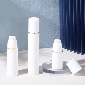 Botol pompa pengap plastik putih Dispenser portabel tabung krim kosmetik untuk Serum perawatan kulit Losion 15ml 30ml 50ml