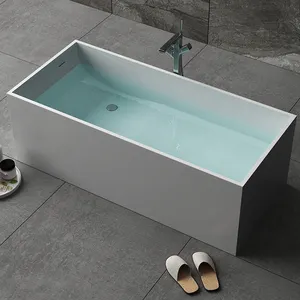 De gros bain mat baignoire-Baignoire en pierre solaire carrée solide, bassin en pierre artificielle, mat et brillant