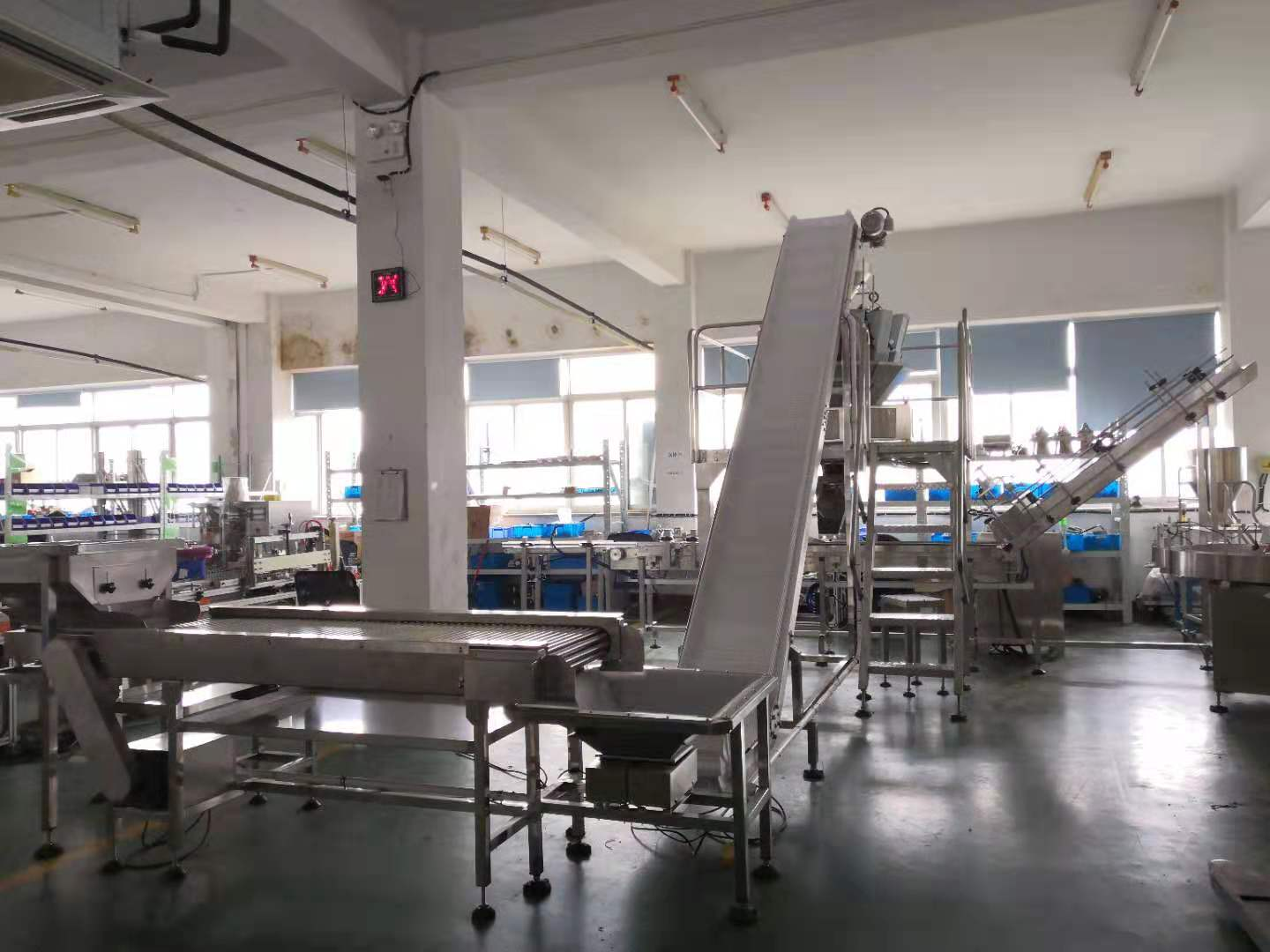 Наклонный лифтовый конвейер с лентой пищевого класса для наполнения помидор, фруктов, персиковых коробок