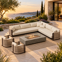 Ensemble de canapés modulaires d'extérieur en alliage d'aluminium, luxueux et minimaliste, imperméable, avec table foyer