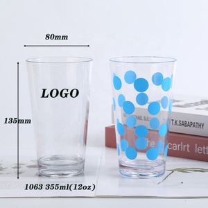 แก้วพลาสติกปลอดสาร BPA เกรดอาหาร ขนาด 355 มล. 12 ออนซ์ ลายจุด  รับผลิตตามสั่ง/สกรีนโลโก้/สีตามต้องการ  ขายส่งจากโรงงาน  รักษาสิ่งแวดล้อม ป้องกันการรั่วซึม เหมาะสำหรับใช้ในบ้านและร้านกาแฟ - Product Image 1