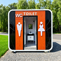 Toilettes portables écologiques en tôle galvanisée pour espaces extérieurs, durables, faciles à installer, avec plaque de gravure moderne, pour usage public
