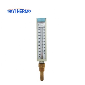 V-linha ângulo reto vermelho ou azul «ine enchido em termômetro de plástico de vidro - Product Image 1