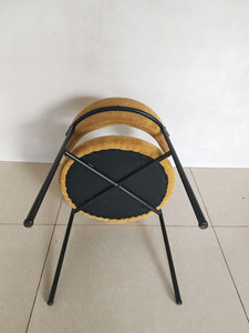 רהיטי מסעדה איטלקיים מודרניים, כיסאות אוכל מרופדים מעץ לבוד עם מסגרת מתכת - Product Image 4