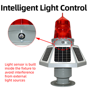 Feu de signalisation aérienne solaire LED longue portée, résistant aux intempéries, pour l'avertissement d'obstacles en haute altitude des structures de ponts - Product Image 4
