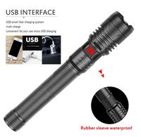Lampe de poche tactique à lumière led, de Style militaire, torche alimentée par batterie d'alimentation, Zoom, projecteur Rechargeable, xhp90