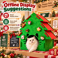 Maison pour chat en feutre en forme de sapin de Noël OEM, niche décorative d'intérieur pour animaux de compagnie, lit pour chat, vente en gros, couleur et emballage personnalisés