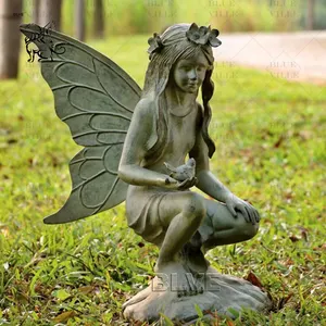 BLVE Decoración de jardín al aire libre Fundición de metal Estatuas de Ángel de cobre de tamaño real Estatua de hadas de latón de bronce