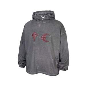 Sudadera con capucha informal holgada para hombre y mujer, estilo nuevo, de cuero con parches desgastados y rotos, de la marca de moda TC. - Product Image 4