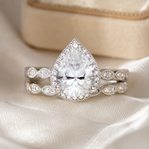 Set di Anelli con Zirconi Micro Pavé a Goccia per Donne, Gioielli Eleganti per Abiti da Sera - Product Image 2