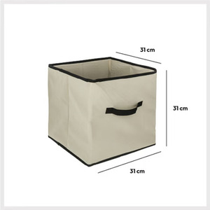 <span class=keywords><strong>Panier</strong></span> <span class=keywords><strong>de</strong></span> rangement pliable léger avec poignée en tissu beige pour chambre, buanderie, placard, étagère, jouets, vêtements et livres - Product Image 3