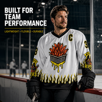 Maillot de hockey sur glace personnalisé sublimé, séchage rapide, respirant, en polyester, uniforme d'équipe avec nom et numéro pour hommes et jeunes, vente en gros