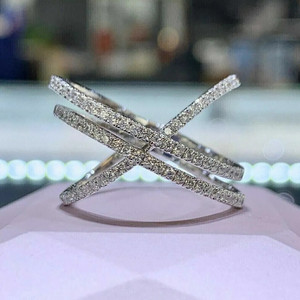 Anello Minimalista Stile Francese con Linee Intrecciate, Elegante per Uso Quotidiano, Design Decorativo Scintillante, Anello Regolabile per Donne - Product Image 1