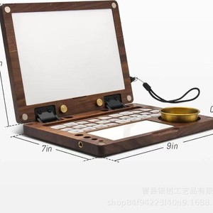Caja de pintura de acuarela de madera, paleta con múltiples compartimentos, estuche de pintura sólido portátil para artistas y entusiastas de la pintura - Product Image 4