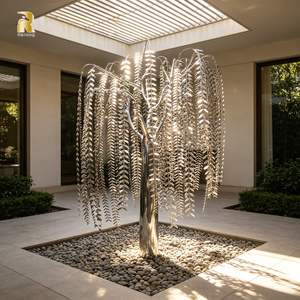 Sculpture de <span class=keywords><strong>saule</strong></span> <span class=keywords><strong>en</strong></span> acier inoxydable RELONG, ornements métalliques personnalisés, art moderne décoratif à vendre - Product Image 2