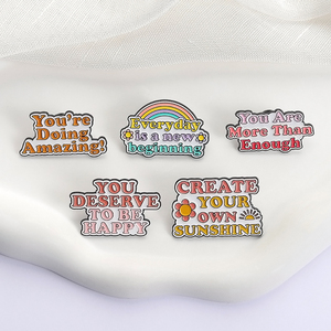 Creative arc-en-ciel lettre émail broches tous les jours est un nouveau début positif <span class=keywords><strong>phrase</strong></span> broches dessin animé mignon revers Badge pour vêtements - Product Image 3