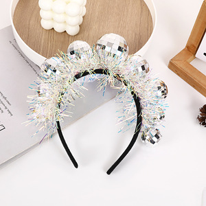 Décorations de boules disco en plastique <span class=keywords><strong>Bandeau</strong></span> de boules disco en argent des années <span class=keywords><strong>70</strong></span> - Product Image 2