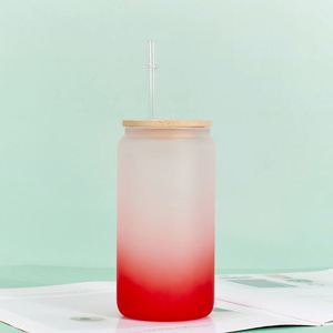Translucent Frosted Glass Tumbler Bamboo Lid Straw 20oz Home Smoothie <b>Drink</b> <b>Cup</b> - Product Image 4