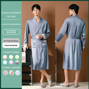 All'ingrosso plus size manica lunga in raso di seta abito kimono logo personalizzato pigiama <span class=keywords><strong>uomo</strong></span> pigiama vestito per l'inverno e l'autunno - Product Image 3