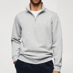 2023 Autumn Custom High Neck With Zipper Streetwear Men's Sweatshirts Quarter-Zip Hoodies