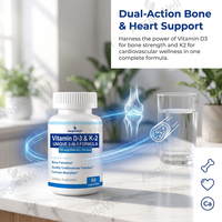 Aeglewell Vitamine D3 & K2 Complexe en Capsules – Formule D3 K2 Haute Concentration pour la Santé Osseuse et Cardiovasculaire – Vente en Gros