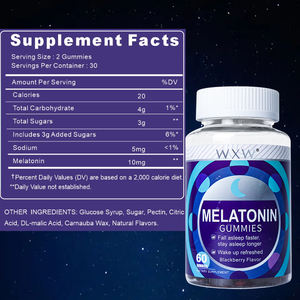 Gommes de mélatonine sans sucre Gommes de sommeil à la mélatonine Soutient la santé du cerveau Gummy de mélatonine Stock WXW - Product Image 2