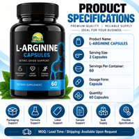Capsules de L-Arginine à Marque Blanche, Supplément d'Acides Aminés, Soutien à l'Oxyde Nitrique, Capsules Énergisantes 3000 mg, Logo Personnalisé OEM