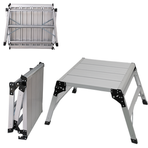 Plateforme de travail pliante en aluminium robuste, capacité 150 kg, grande surface de stationnement, échelle-banc pour cloisons sèches et entretien - Product Image 1