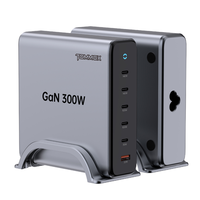 Chargeur rapide GaN PD3.1 Tommox 300W 5C1A USB Type C pour tablette, ordinateur portable, charge rapide multi-ports, alimentations, chargeurs mobiles