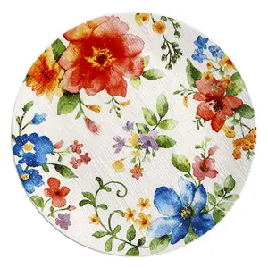 Plato de postre de porcelana de cerámica con flores hermosas de estilo decorativo marroquí nórdico de Europa y América para decoración del hogar