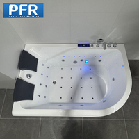 Baignoire de massage carrée autoportante moderne en acrylique blanc de 1,9 m, écologique, avec jets d'eau et d'air, hydromassage, robinet inclus pour