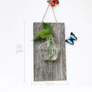 Pot de fleurs mural en <span class=keywords><strong>bois</strong></span> + bac à glace, conteneur <span class=keywords><strong>pour</strong></span> plantes aquatiques, vase en verre décoratif à suspendre au mur - Product Image 4