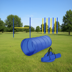 ชุดฝึกความคล่องตัวสำหรับสุนัข สีฟ้า ทำจากวัสดุ PE สำหรับกิจกรรมกลางแจ้ง ประกอบด้วยอุปกรณ์กระโดดและอุโมงค์  ออกแบบเรียบง่าย ใช้งานง่าย - Product Image 2
