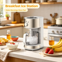 Trituradora Eléctrica de Hielo para Postres con Tapa y Bloqueo de Seguridad de Apagado Automático, 3 Diámetros de Cono de Hielo, para Bebidas Congeladas Caseras
