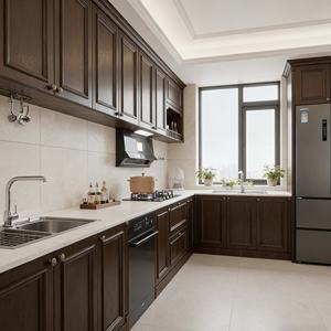 Gabinetes de Cocina Clásicos Americanos de Madera Sólida con Molduras Decorativas, Diseñados para Villas y <span class=keywords><strong>Residencias</strong></span> de Alta Gama - Product Image 3