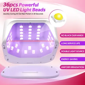 168W UV LED Nail Lamp 4 <b>Timer</b> Setting Auto Sensor Rechargeable 36 LEDS Nail Dryer Professional Manicure Equipment Home Salon Use - Product Image 4