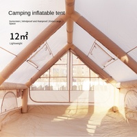 Grande tente de camping gonflable quatre saisons portable de 12 m², deux chambres, ouverture automatique rapide, 2 fenêtres de toit, Oxford imperméable