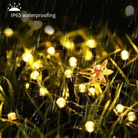 Guirlande lumineuse solaire LED de Noël avec 8 modes, télécommande, indice de protection IP65, lumières d'ambiance pour jardin extérieur, à intensité variable