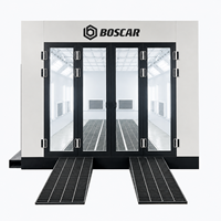 Cabine de peinture automobile de luxe de 8 m avec grande porte vitrée, éclairage LED et salles de séchage pour voitures de luxe