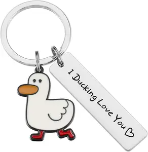 Don't Duck with Me Metal Duck Key Chains Charm bag pendant for Boyfriend Girlfriend Couple Keyring Cute Lover Gift Duck keychain