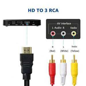 Câble convertisseur AV HD <span class=keywords><strong>vers</strong></span> 3 <span class=keywords><strong>RCA</strong></span> plaqué or de qualité supérieure 1,5 m, transfert de signal 1080P, port multimédia HD <span class=keywords><strong>vers</strong></span> adaptateur <span class=keywords><strong>RCA</strong></span> pour HDTV - Product Image 2