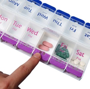 Boîte de rangement pour pilules en plastique personnalisée de grande taille avec bouton poussoir pour les vitamines, l'huile de poisson, les médicaments, boîte organisatrice de pilules <span class=keywords><strong>hebdomadaire</strong></span> pour 7 jours - Product Image 2