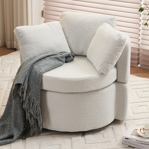 Fauteuil inclinable de style <span class=keywords><strong>Art</strong></span> déco moderne Sassanide, en bois de chêne gris, avec rembourrage en éponge, forme ronde, pour salon - Product Image 6