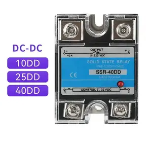 SSR-10DD 40DD 25DD เฟสเดียว DC ควบคุมสถานะของแข็ง DC SSR พร้อมฝาครอบกันฝุ่นพลาสติกระบายความร้อน220V 10A 25A 40A