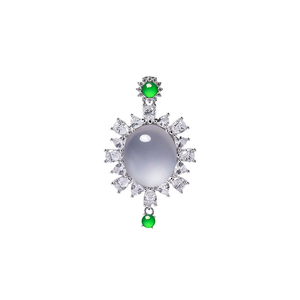 Pendentif en cristal Qingyabailu Feicui, argent S925 serti de jadéite et d'émeraude, collier féminin classique luxueux et exquis - Product Image 4