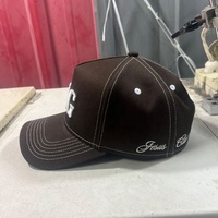 Gorra Trucker OEM de 5 Paneles con Visera Plana, Nueva Llegada, de Algodón Sólido, Colores Sólidos, Estructurada, con Cierre a Presión, Bordado 3D Personalizado, RIG Marrón Oscuro