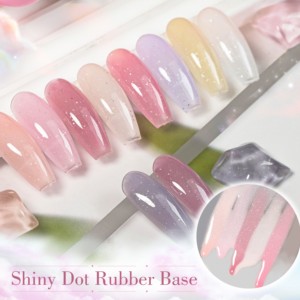 Base Coat ICE NOVA Shiny Dot Rubber, toucher doux, forte adhérence, prévient l'érosion des colorants, inodore, auto-nivelant, couleur - Product Image 2